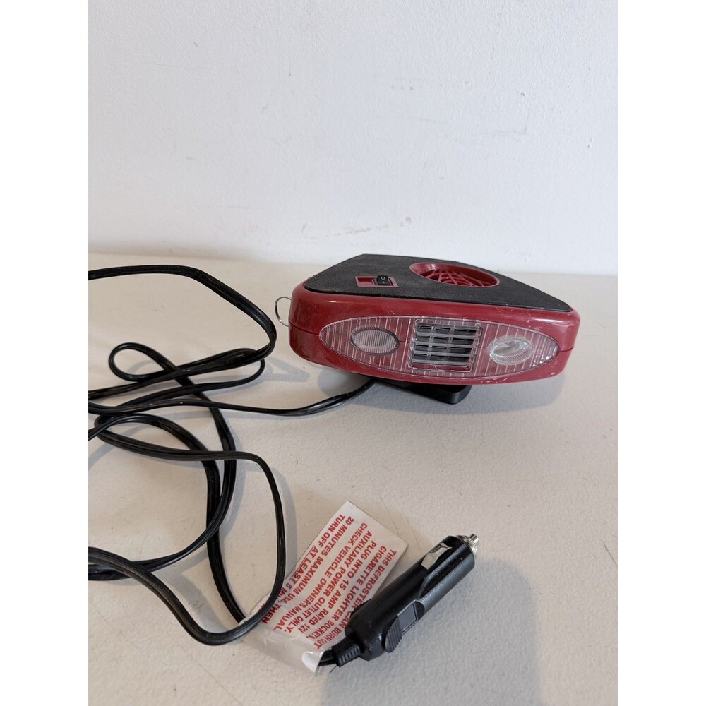 12 VOLT ELECTRIC CAR LIGHTER PLUG IN 12V HEATER FAN DEFROSTER BLOWER W LED LIGHT